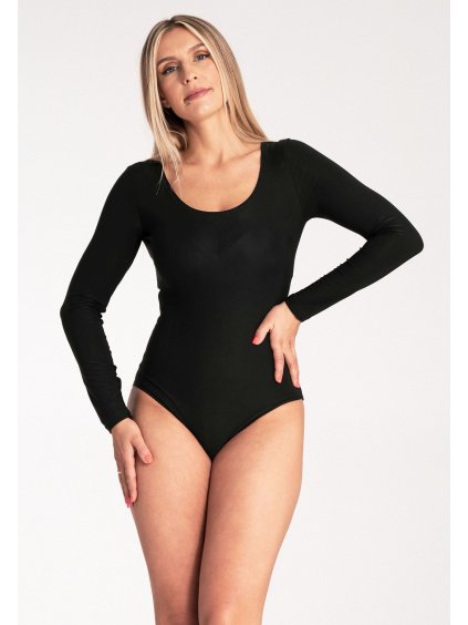 Čierne dámske body s výstrihom