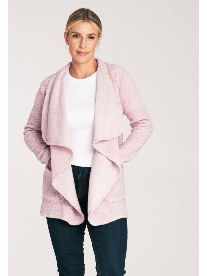 Svetloružový dámsky pletený kardigán