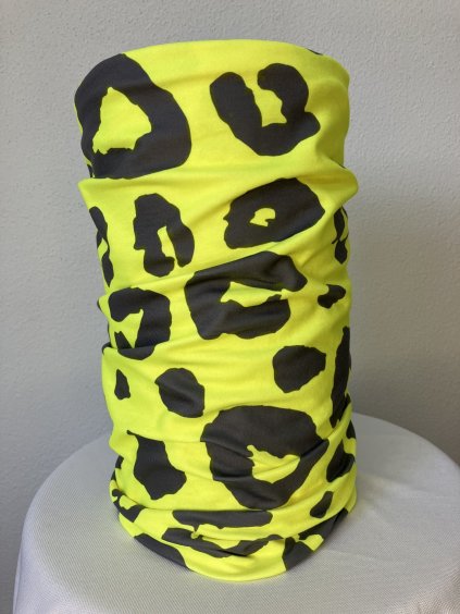 Žltý dámsky multifunkčný šál s leopardím vzorom