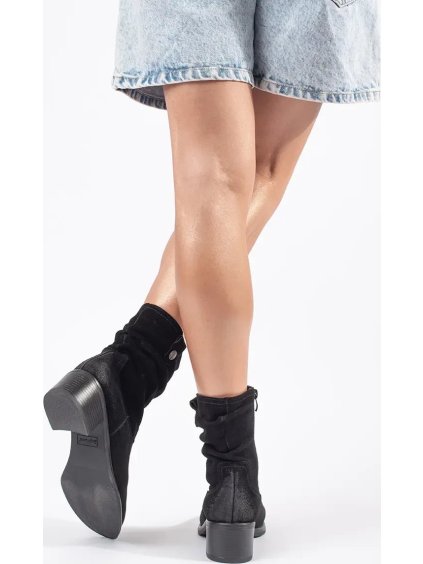 Čierne kožené kovbojky Sergio Leone, podpätok 5 cm