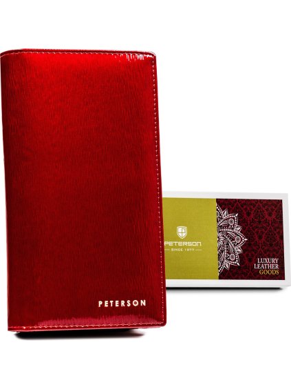 Peterson Červená elegantná lakovaná kožená peňaženka Y382
