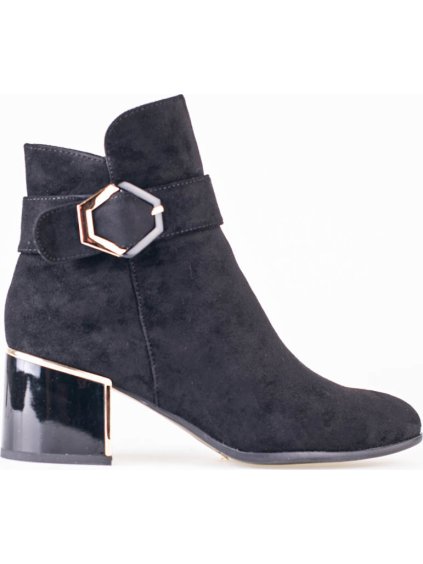 Elegantné čierne členkové topánky na nízkom podpätku