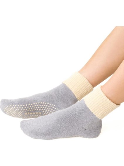 Svetlosivé dámske teplé froté ponožky Art.126