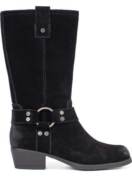 Čierne kožené dámske kovbojky Sergio Leone, podpätok 4 cm