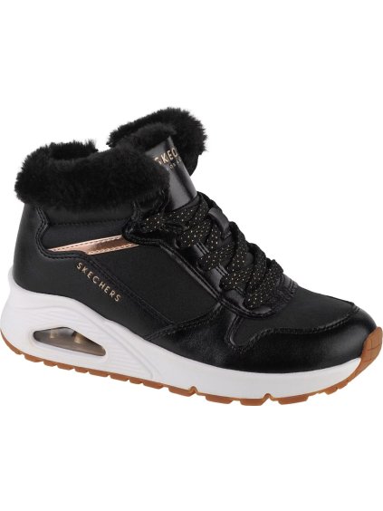 Čierne dievčenské topánky Skechers Uno - Cozy On Air