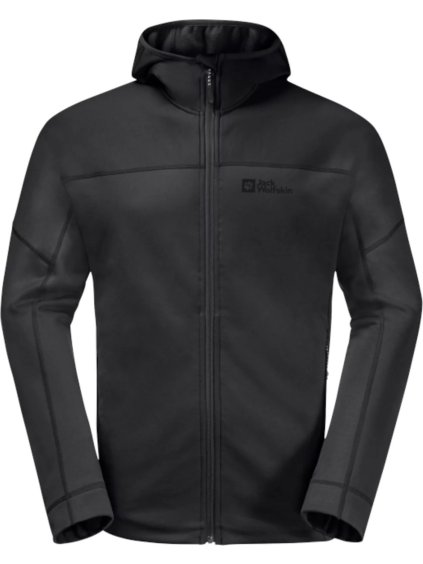 Čierna pánska fleecová bunda Jack Wolfskin Hirschberg Hooded FZ M