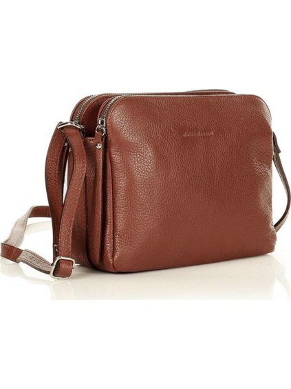MARCO MAZZINI Hnedá dvojkomorová kožená crossbody kabelka