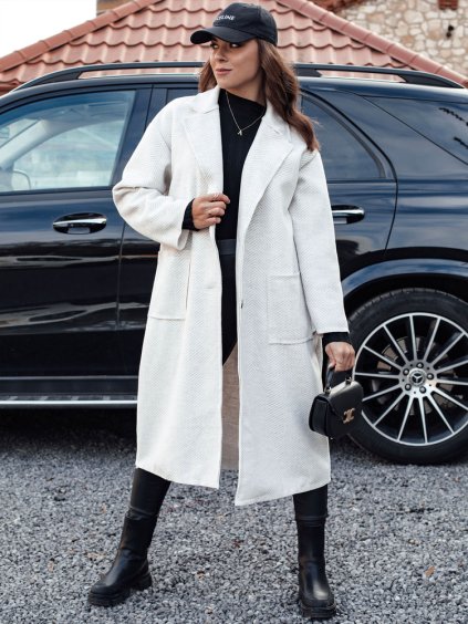 Dlhý smotanový oversize kabát AVELINNI