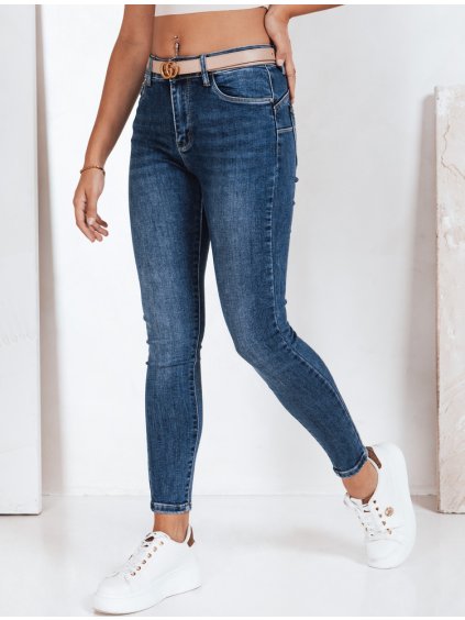 Dámske modré džínsy s vysokým pásom SLIMZOME