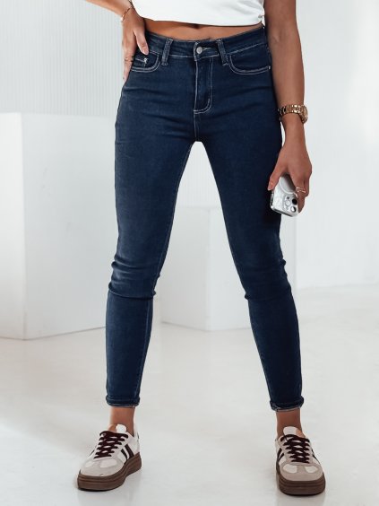 Tmavomodré dámske džínsové nohavice MODILINI