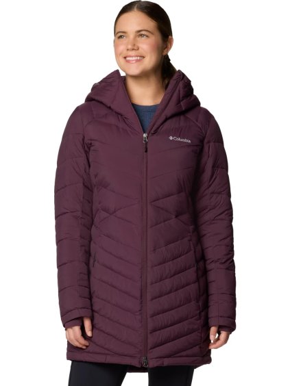 Burgundy dámska dlhšia prešívaná bunda Columbia Joy Peak Hooded II Mid Jacket