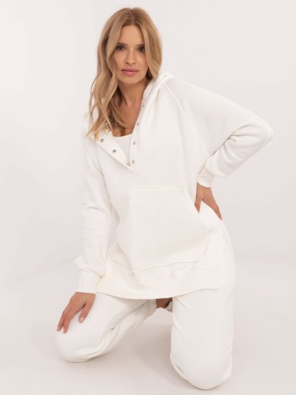 Dámska smotanová tepláková súprava s oversize mikinou a topom