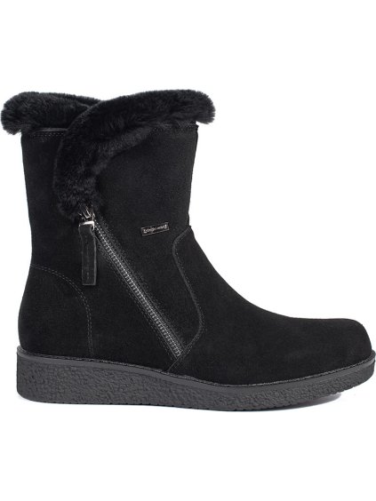 Zateplené kožené čierne dámske členkové topánky s kožušinou Sergio Leone