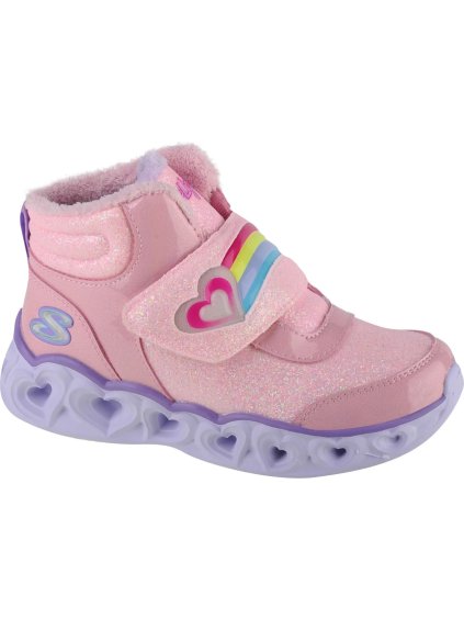 Púdrové dievčenské svietiace topánky Skechers Heart Lights - Brilliant Rainbow