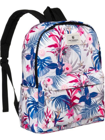 Bielo-modrý batoh s kvetinovým vzorom Peterson