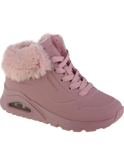 Ružové dievčenské členkové tenisky s kožúškom Skechers Uno - Fall Air