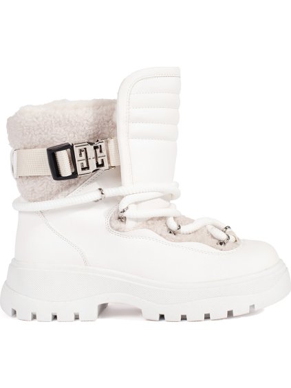Biele dámske snehule s kožušinou na hrubej podrážke