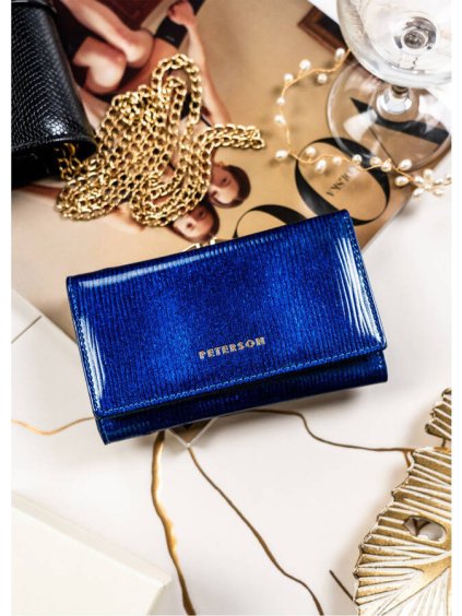 Elegantná tmavomodrá priestranná dámska peňaženka Peterson Y717