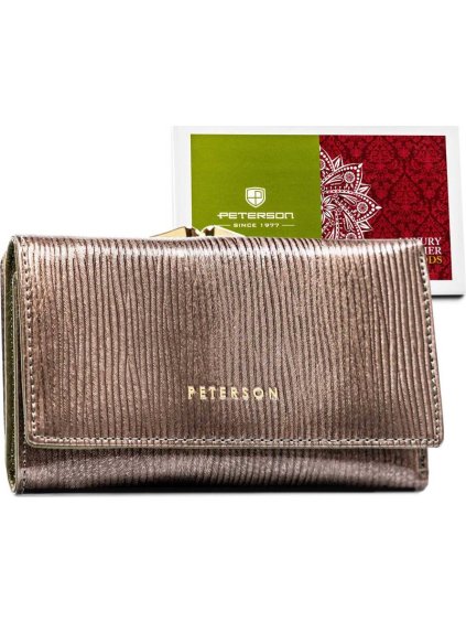 Elegantná strieborná priestranná dámska peňaženka Peterson Y716