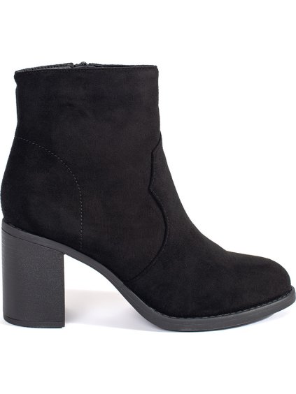 Čierne dámske klasické členkové topánky na stĺpiku, podpätok 7 cm