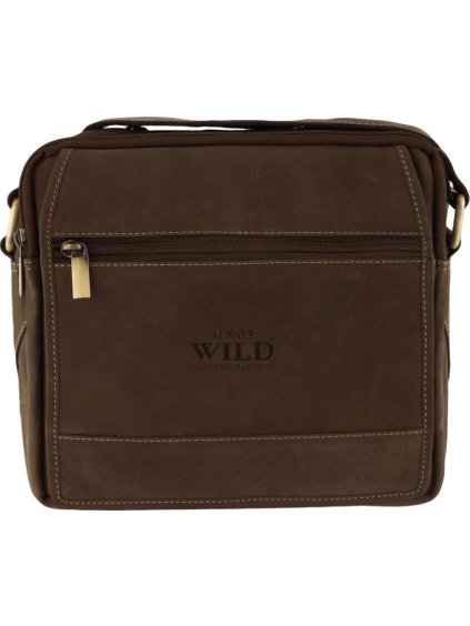 Always Wild Tmavohnedá kožená messenger taška cez rameno