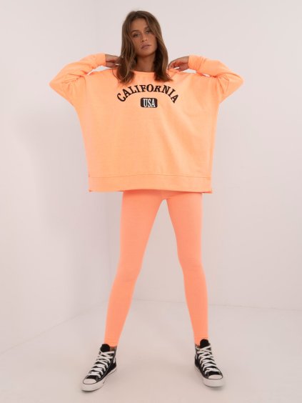 Neónovo oranžová dámska tepláková súprava s potlačou