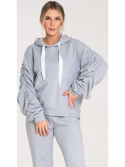 Sivá dámska bavlnená mikina s kapucňou