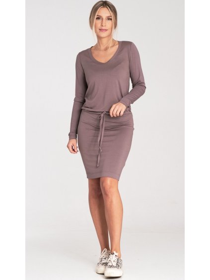 Svetlohnedé dámske športové šaty s dlhým rukávom