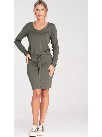 Tmavozelené dámske športové šaty s dlhým rukávom