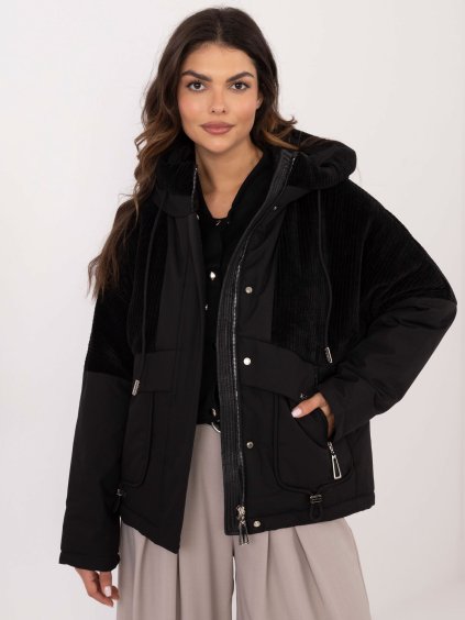 Čierna dámska prechodná bunda na zips