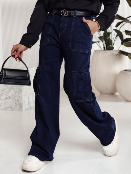 Tmavomodré dámske cargo džínsy FITZONE