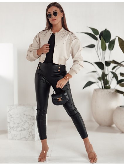 Čierne dámske voskované nohavice s vysokým pásom SKINLOVE