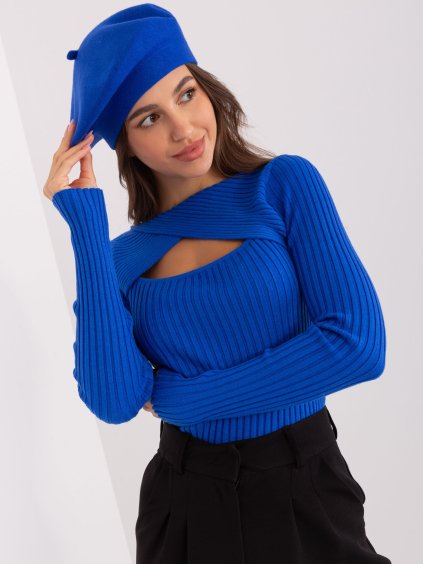 Modrý hrejivý baret