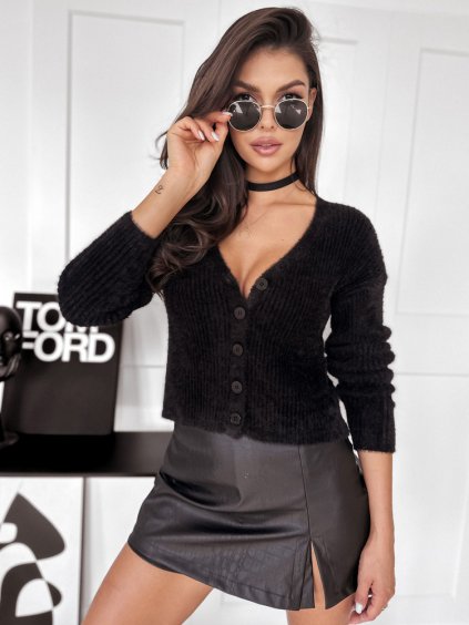 Čierny dámsky sveter s gombíkmi LILY