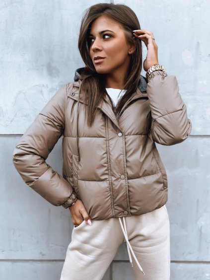 (Veľ. XL) Hnedá prešívaná crop bunda KHALEESI