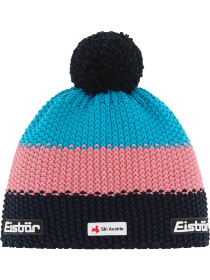 Čierno-ružovo-modrá dámska čiapka Eisbar Star Pompon MU SKA