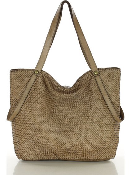 MARCO MAZZINI Béžová veľká taška shopper z tkanej kože