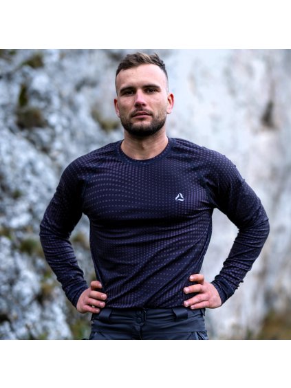 Čierne pánske funkčné tričko s dlhým rukávom