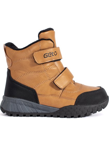 Zateplené chlapčenské camel členkové topánky na suchý zips