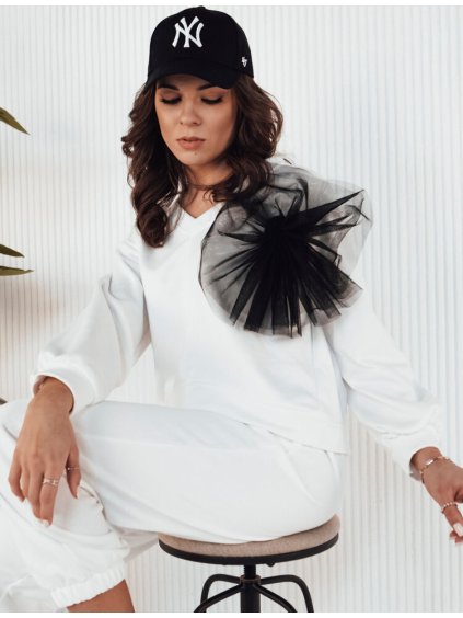 Smotanová oversize mikina s tylovou aplikáciou na ramene FILAN