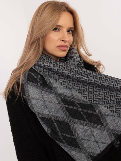 Sivo-čierna dámska šatka so vzormi