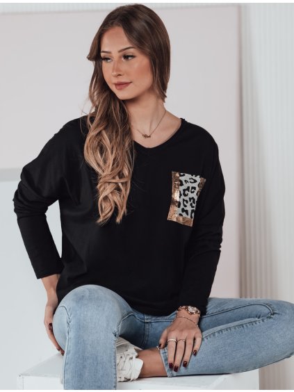 Čierne dámske voľné tričko s potlačou GLAMZONE