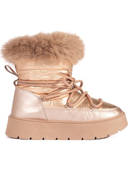 Zlaté dámske snehule s kožúškom na silnej podrážke