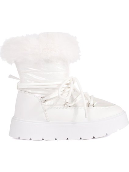 Biele dámske snehule s kožúškom na silnej podrážke