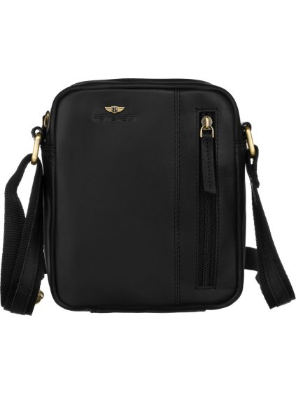 Štýlová čierna pánska kožená taška cez rameno Peterson