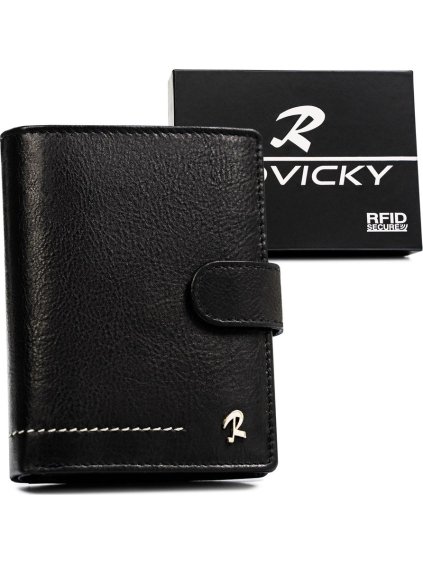Čierna pánska kožená peňaženka so zapínaním Rovicky L236