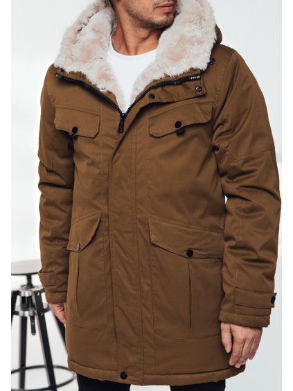 Pánska hnedá zimná parka s kapucňou