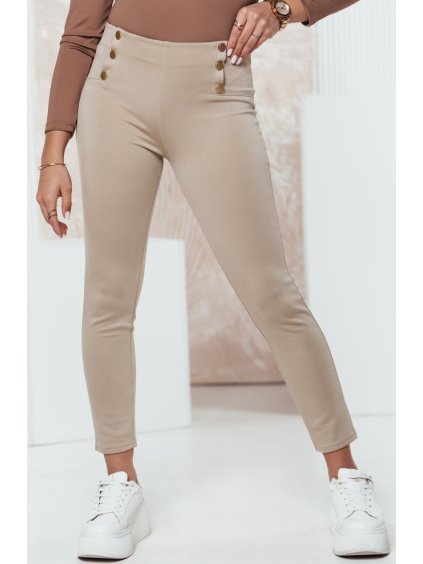 Smotanové dámske nohavice s vysokým pásom MODSTORY