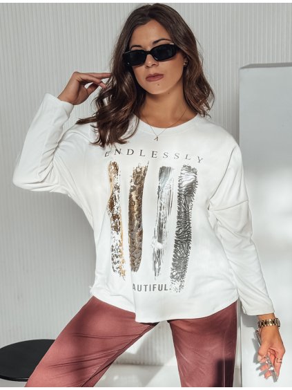 Biele dámske oversize tričko s dlhým rukávom MODEZINE