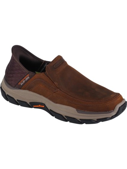 Tmavohnedé pánske kožené tenisky Skechers Slip-Ins Respected - Elgin
